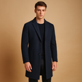 Men’s formal long winter coat with classic design and warm, wind-resistant protection, suitable for business, formal occasions, and daily wear.