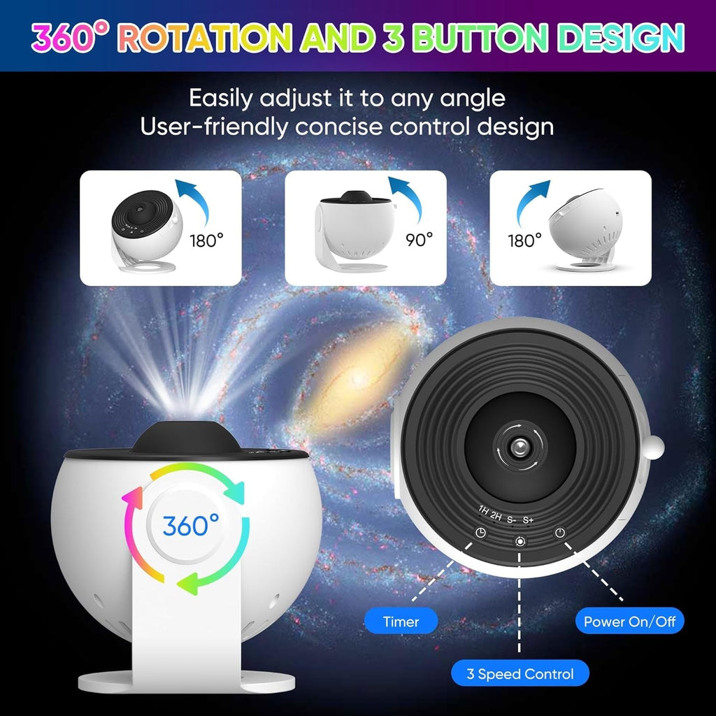 Galaxy Night Light Projector with 360° Rotating Stars and Adjustable Stand - Image 3