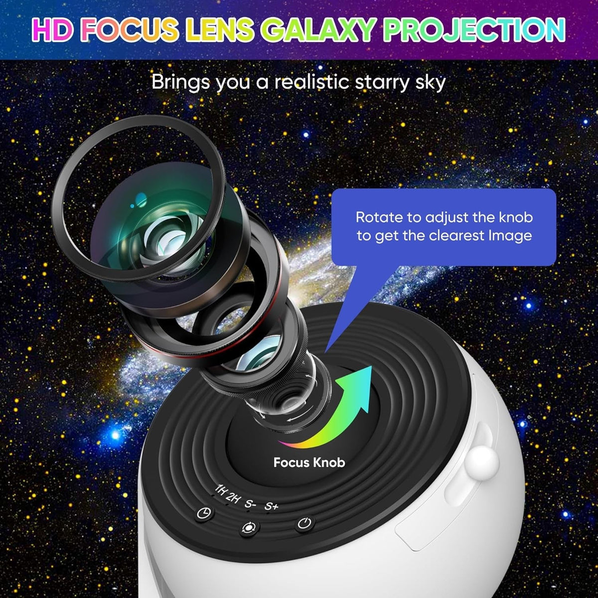 Galaxy Night Light Projector with 360° Rotating Stars and Adjustable Stand - Image 6