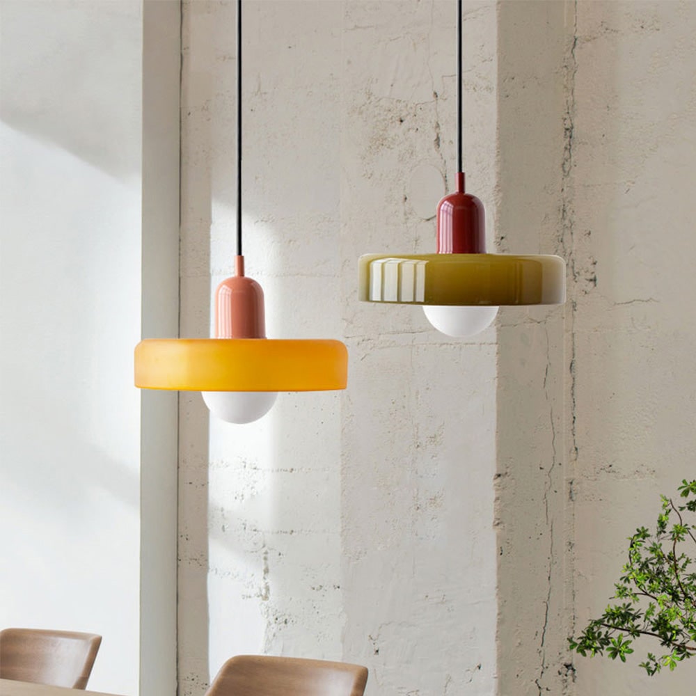 Glass Pendant Lights with Frosted Globe Diffuser and Geometric Design for Modern Living Rooms - Image 1