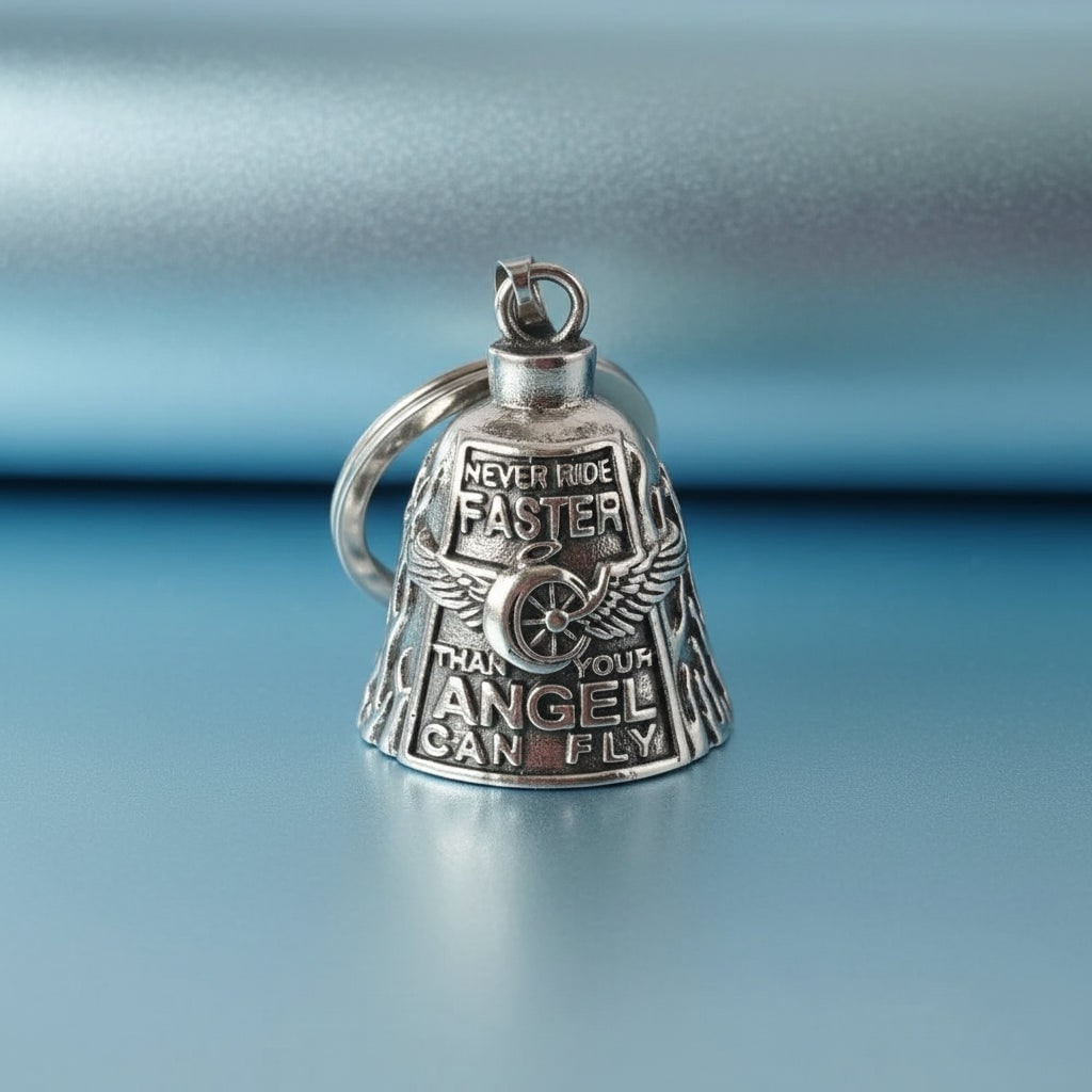 Guardian Bell Motorcycle with Engraved Angel Design and Antique Silver Finish - Image 8