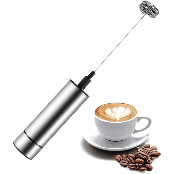 Handheld Electric Milk Frother with Stainless Steel Whisk and Protective Cap - Image 5