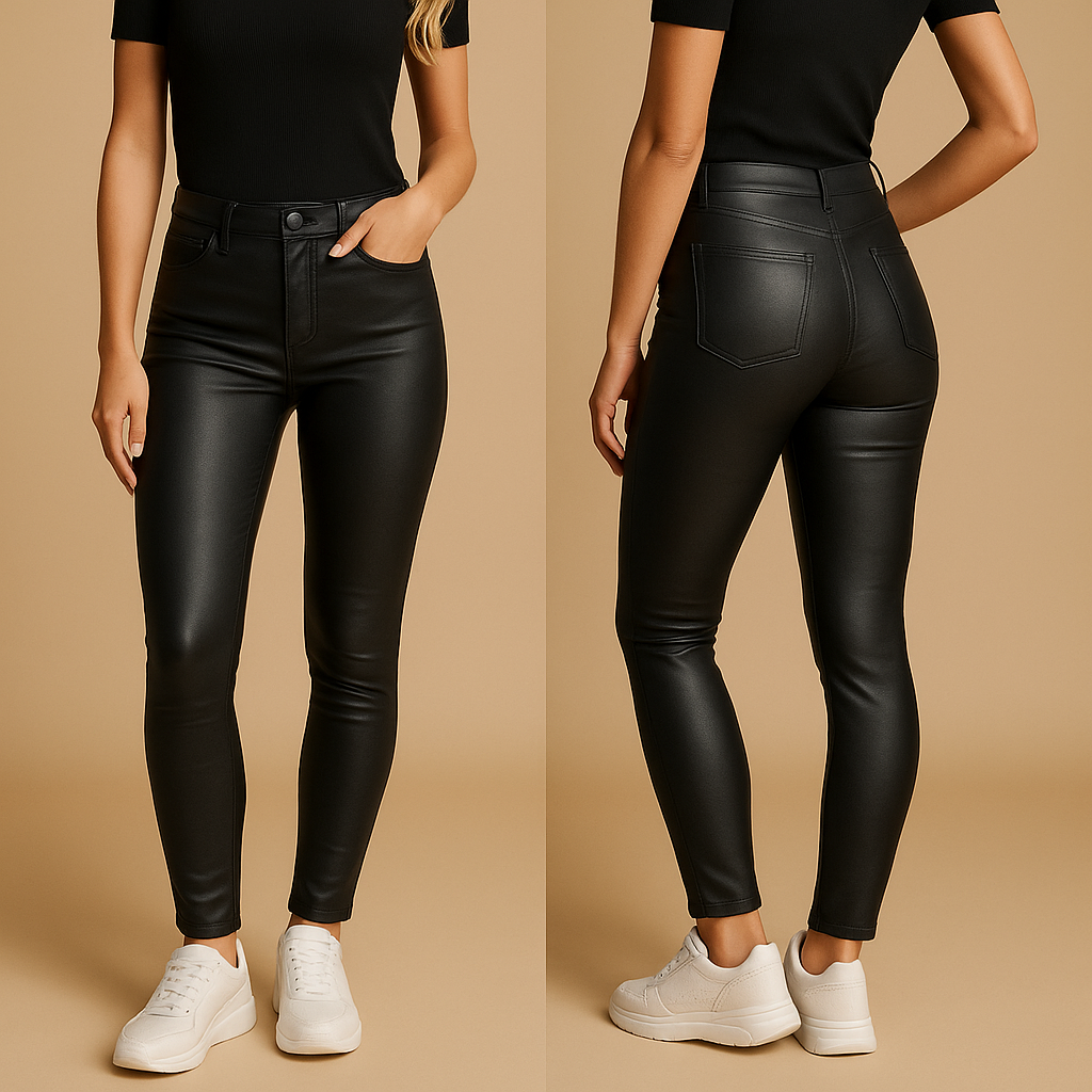 High-waisted slim fit trousers for women with a flattering modern silhouette, ideal for casual outfits, office wear, and elegant everyday styling.
