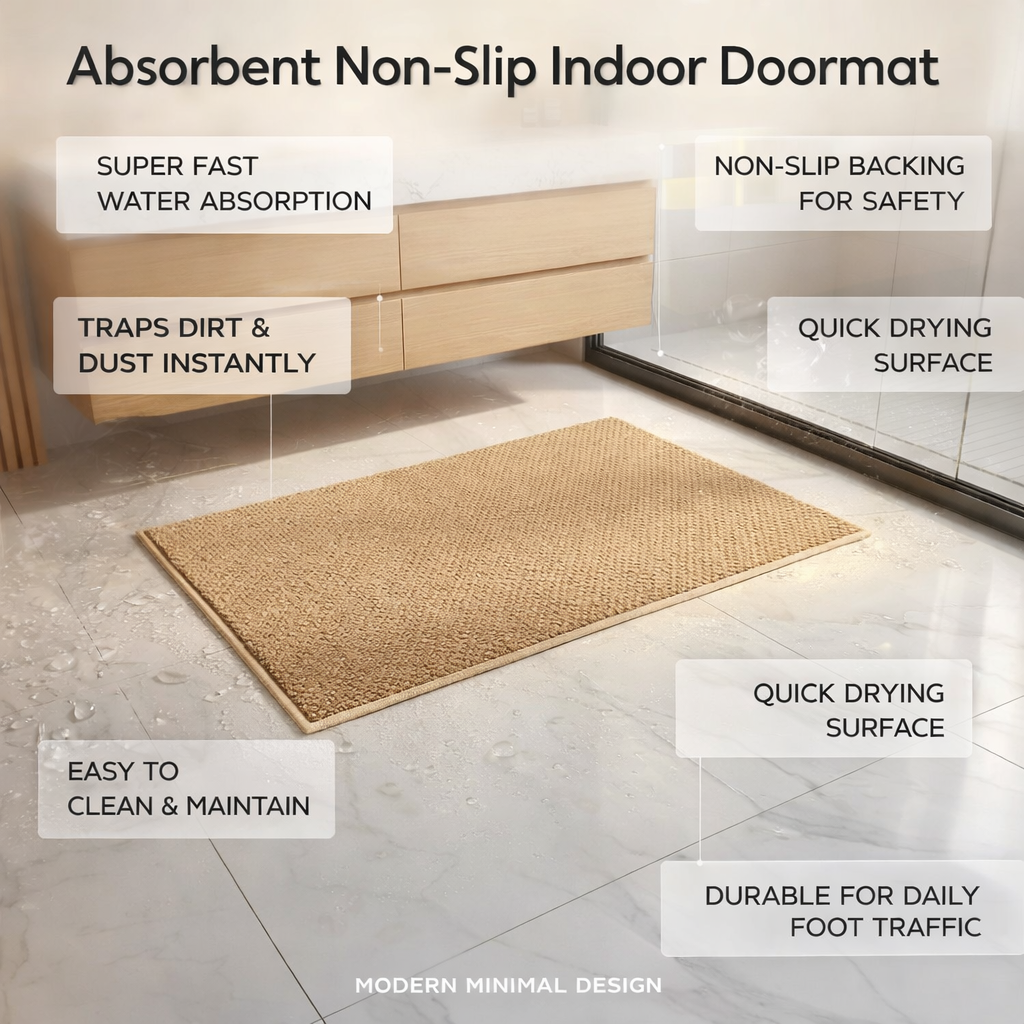Indoor Doormat with Absorbent Non-Slip Backing for Entryway - Image 5
