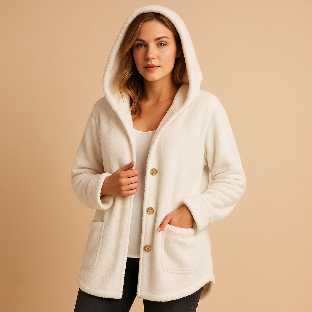 Women’s insulated winter coat with hood and zipper closure, water-repellent fabric and flattering silhouette for cold-weather outings.