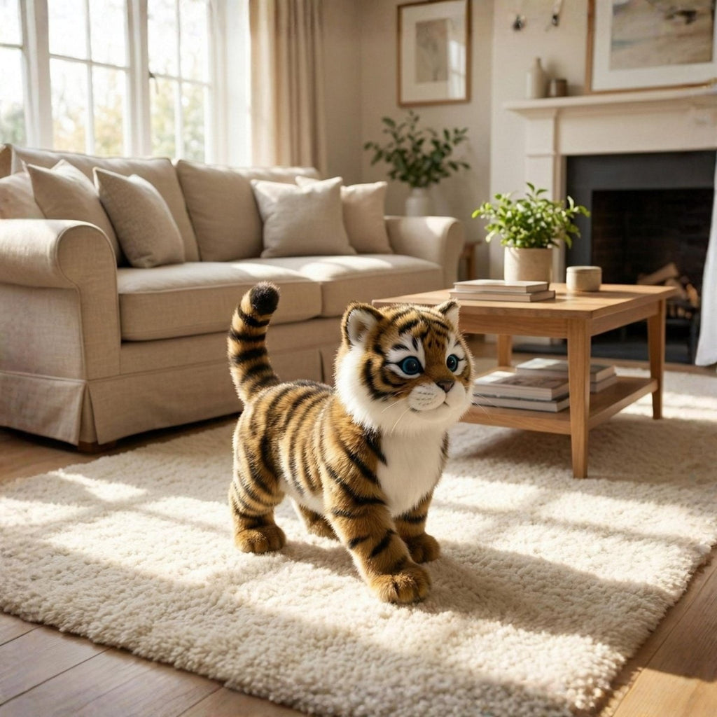 Interactive Plush Tiger Toy with Walking and Meowing Electronic Features - Image 1