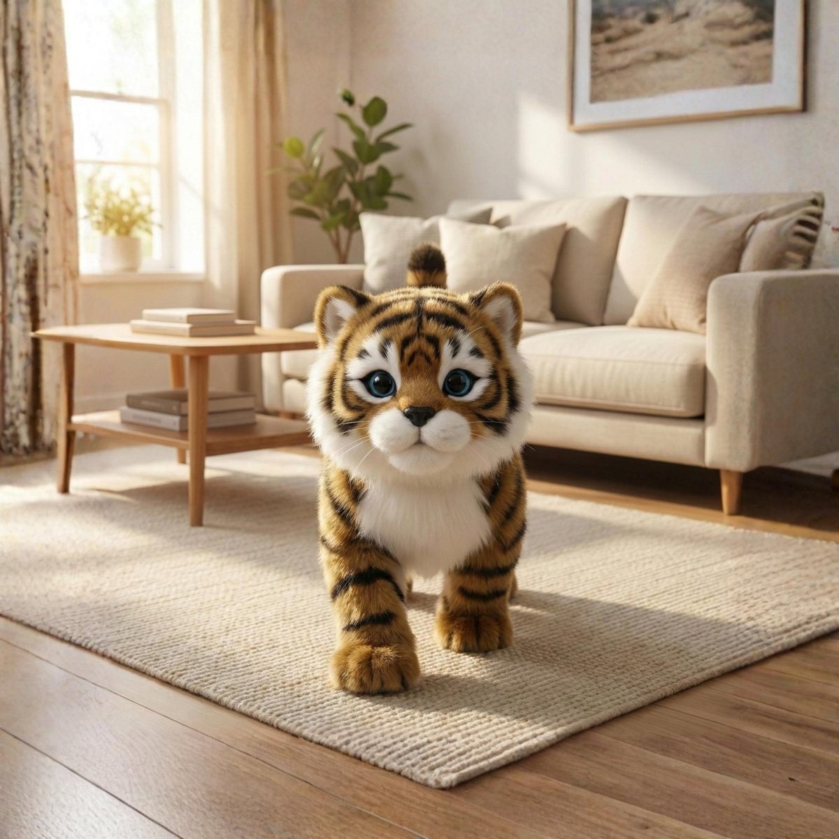 Interactive Plush Tiger Toy with Walking and Meowing Electronic Features - Image 2