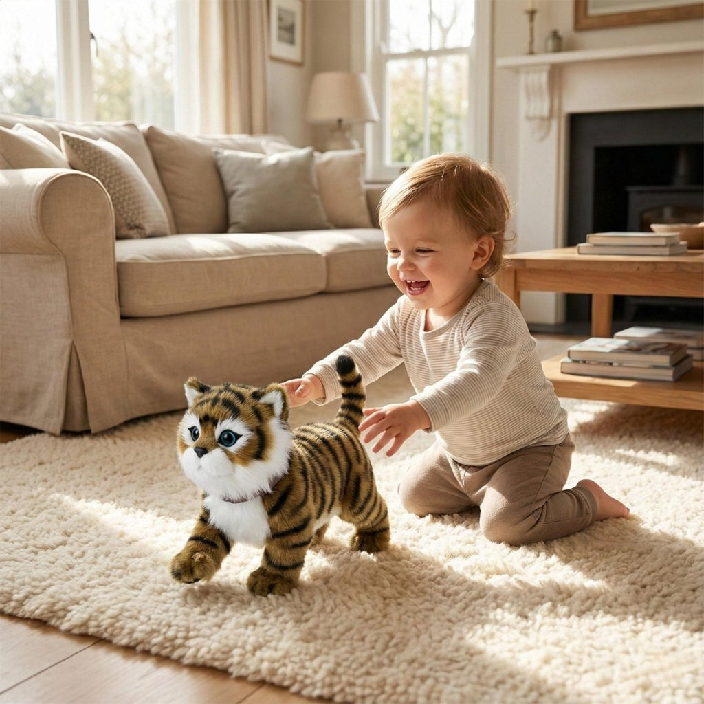 Interactive Plush Tiger Toy with Walking and Meowing Electronic Features - Image 4