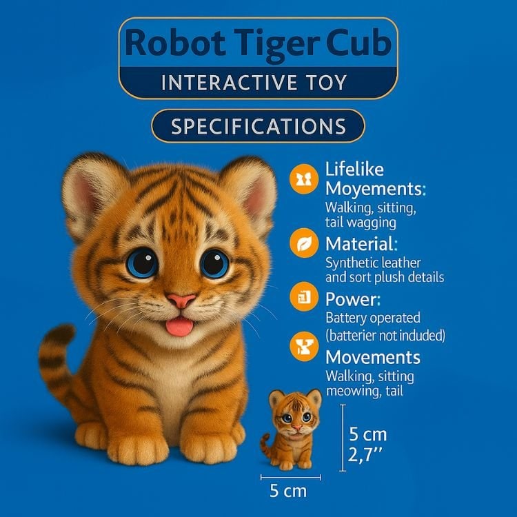 Interactive Plush Tiger Toy with Walking and Meowing Electronic Features - Image 5