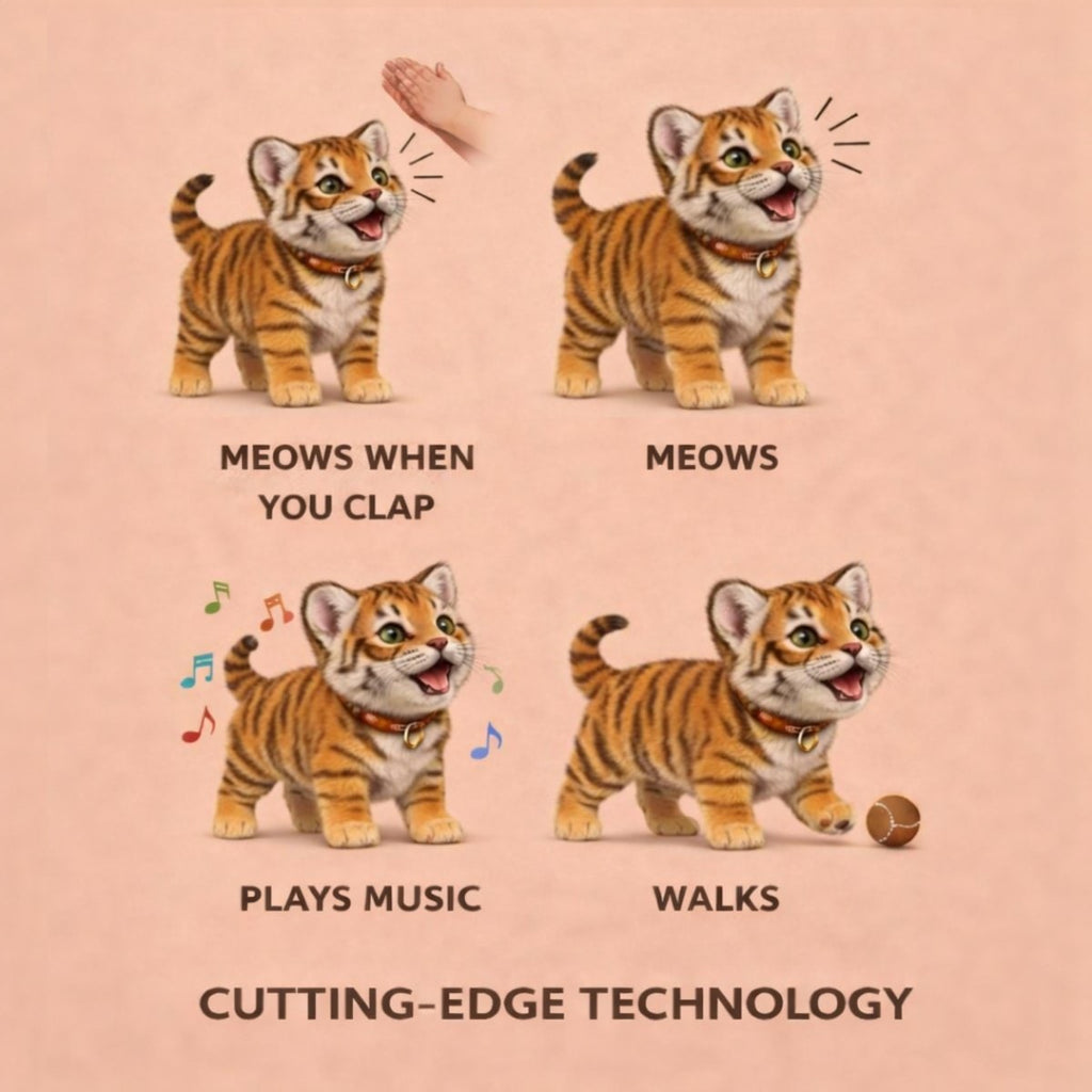 Interactive Plush Tiger Toy with Walking and Meowing Electronic Features - Image 7