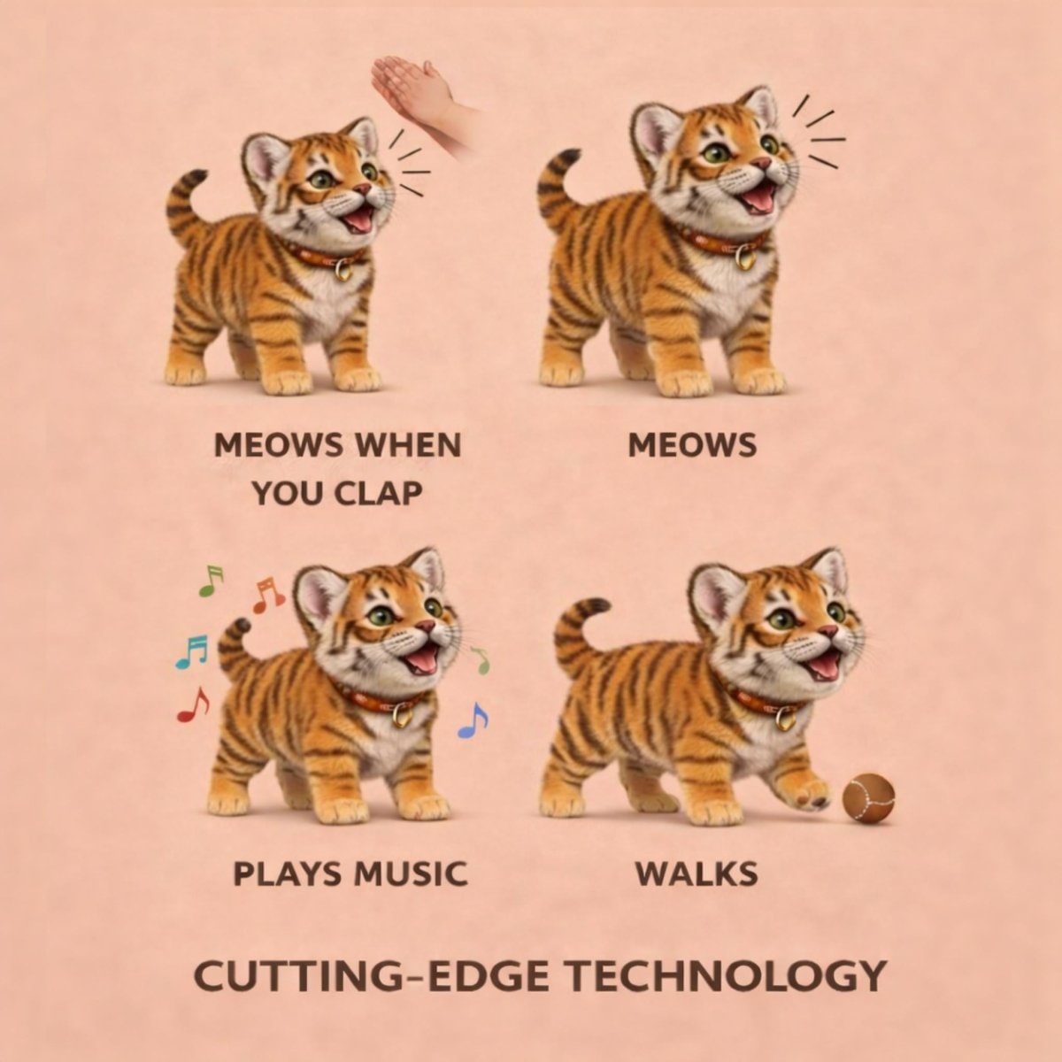 Interactive Plush Tiger Toy with Walking and Meowing Electronic Features - Image 7