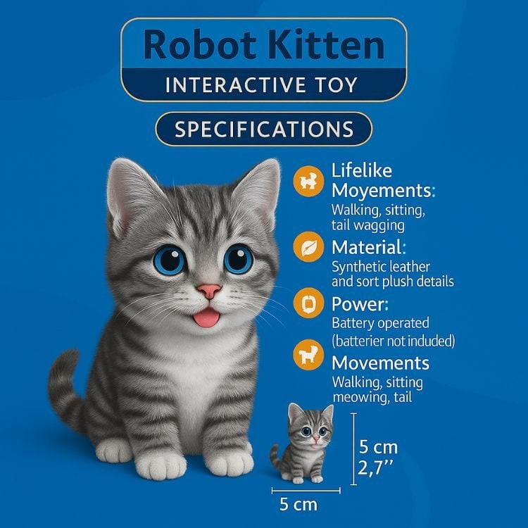 Interactive Robot Cat Toy with Walking Motion and Plush Tabby Design - Image 4