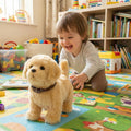 Interactive Robotic Dog Toy with Soft Plush Golden Retriever Design and Walking Features for Kids - Image 1