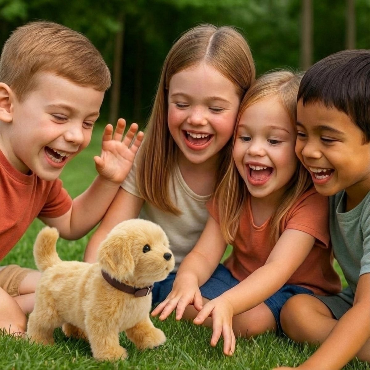 Interactive Robotic Dog Toy with Soft Plush Golden Retriever Design and Walking Features for Kids - Image 5