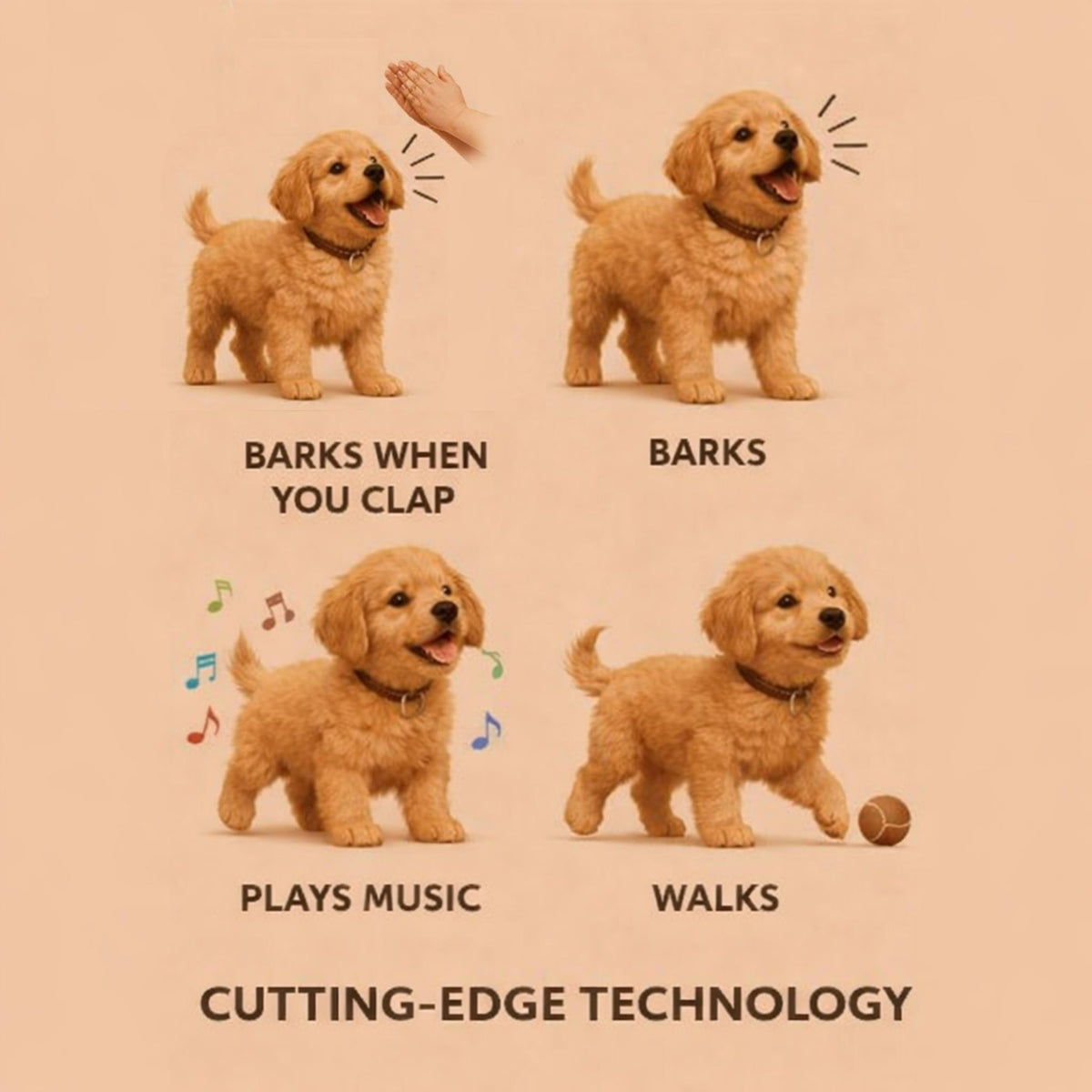 Interactive Robotic Dog Toy with Soft Plush Golden Retriever Design and Walking Features for Kids - Image 6
