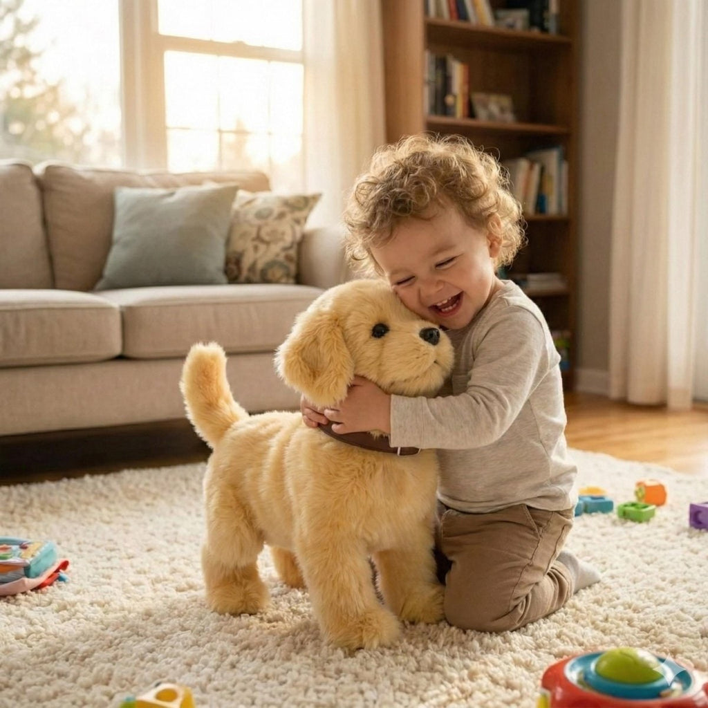 Interactive Robotic Dog Toy with Soft Plush Golden Retriever Design and Walking Features for Kids - Image 7