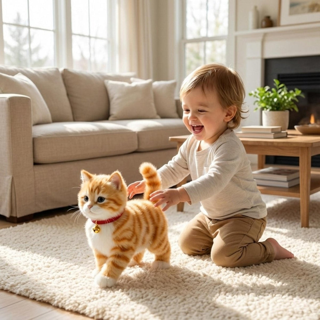 Interactive Toy Cat with Walking and Meowing Plush Tabby Kitten Electronic Pet - Image 1