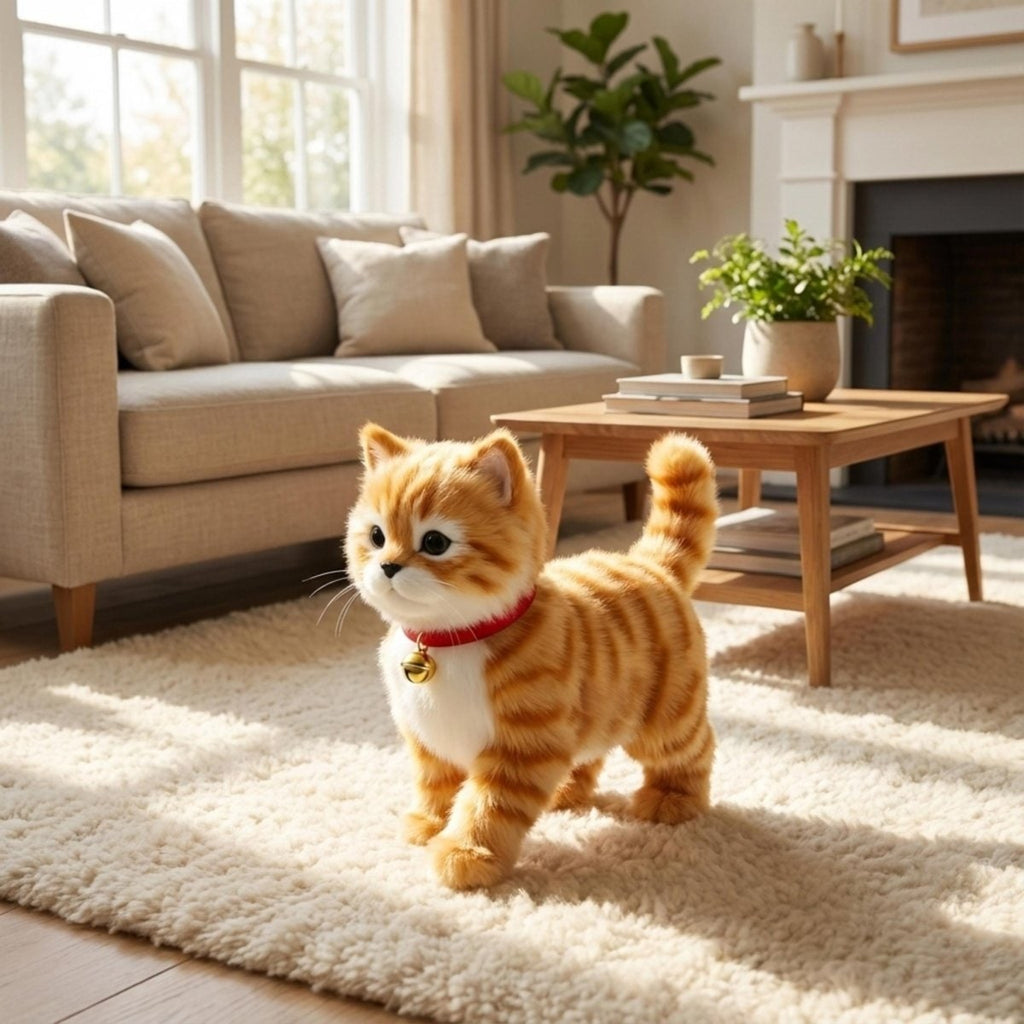 Interactive Toy Cat with Walking and Meowing Plush Tabby Kitten Electronic Pet - Image 3