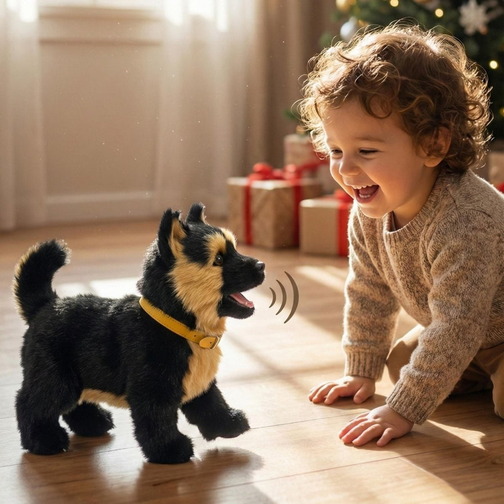 Interactive Toy Dog Walking and Barking Plush Robot Puppy with Wagging Tail - Image 1