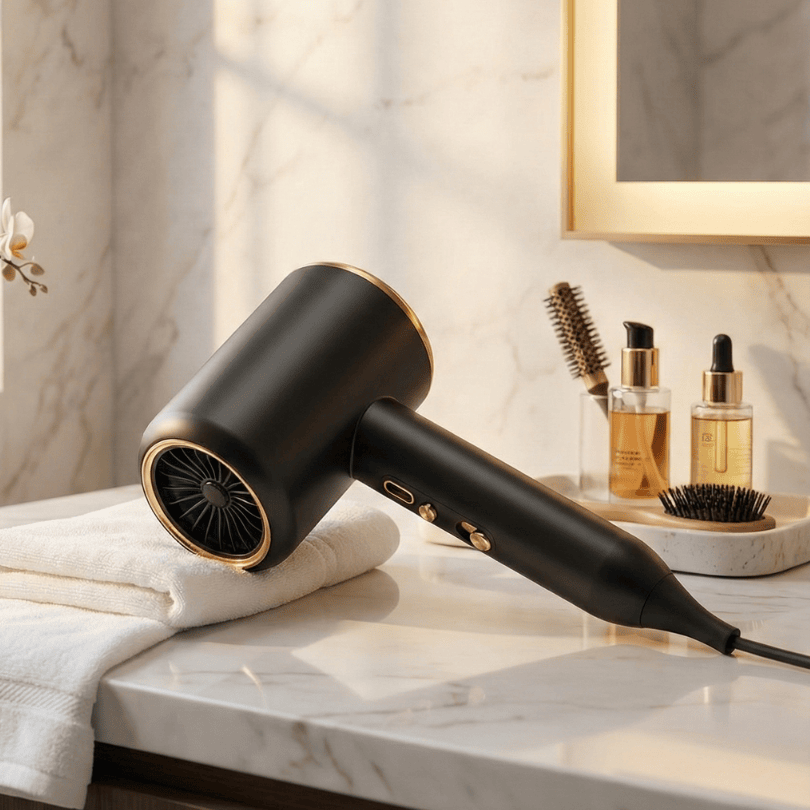 Ionic Hair Dryer with Concentrator Nozzle and Diffuser LED Light Fast Drying - Image 1