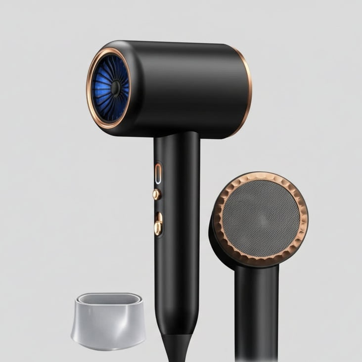 Ionic Hair Dryer with Concentrator Nozzle and Diffuser LED Light Fast Drying - Image 4