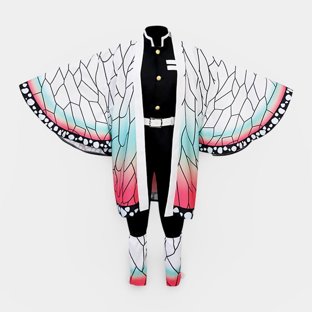 Kids' Anime Cosplay Costume with Butterfly Kimono Coat and Accessories Five-Piece Set - Image 3