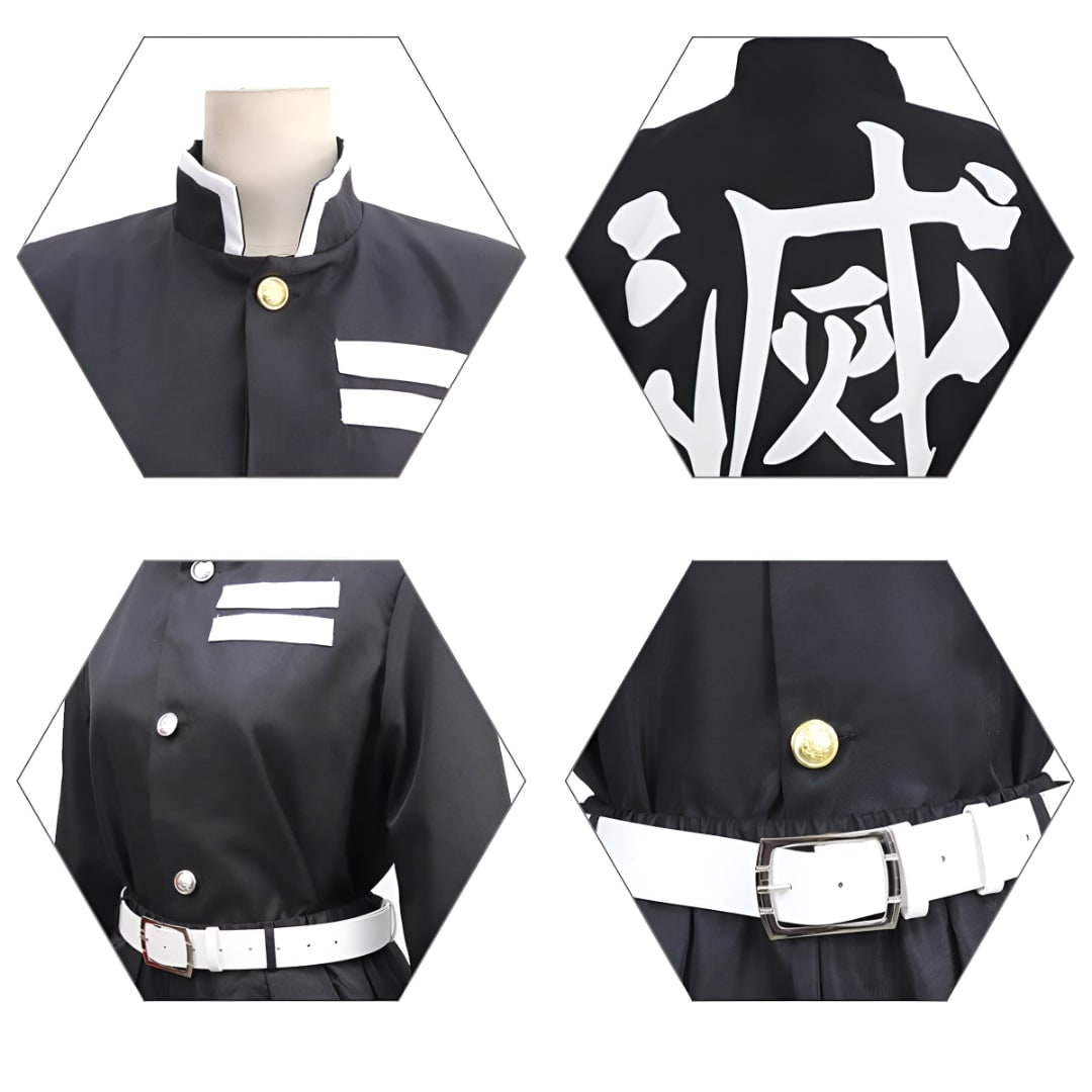 Kids' Anime Cosplay Costume with Flame Pattern Cape and Warrior Character Outfit - Image 6