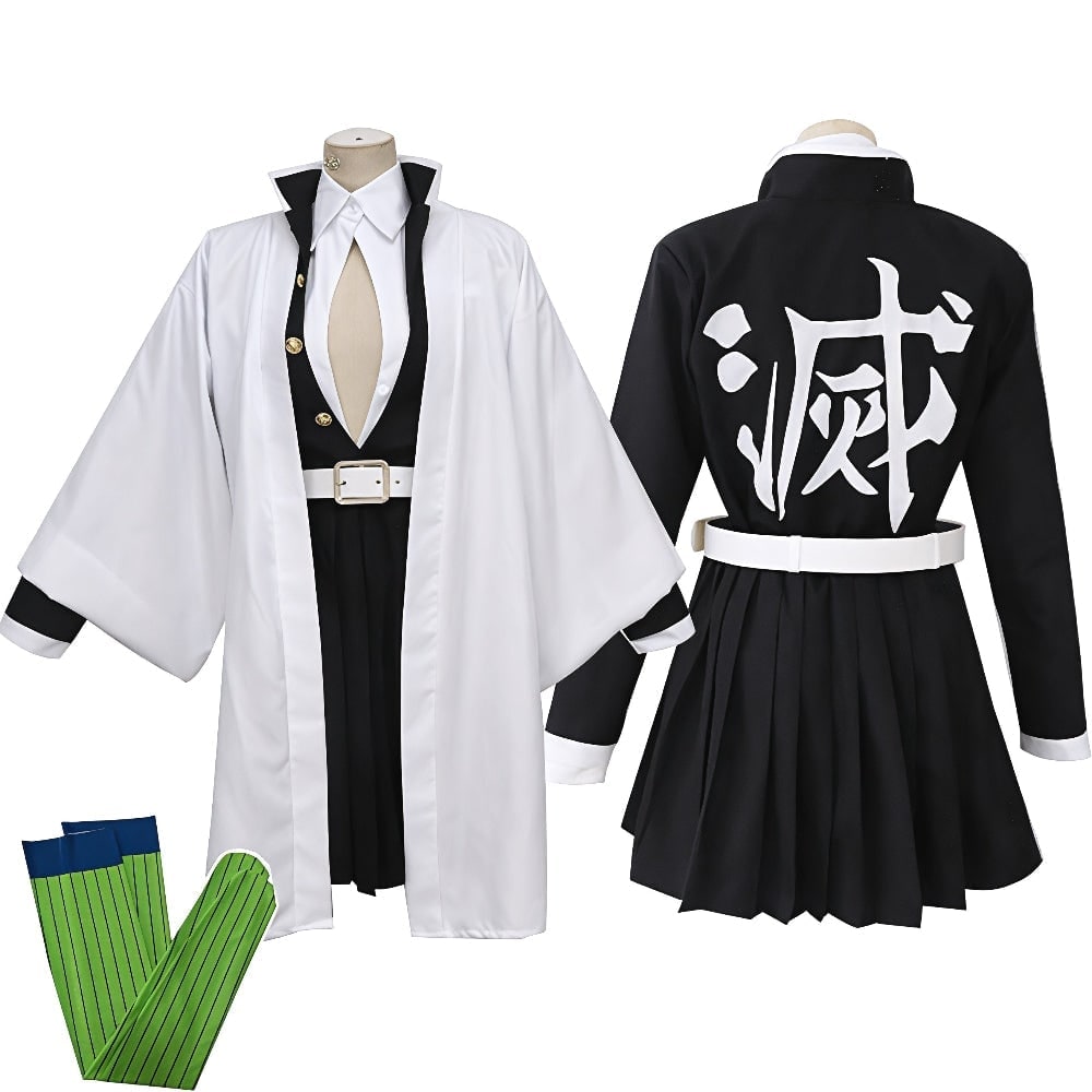 Kids' Anime Cosplay Costume with Kimono Haori Jacket Checkered Pattern and Leg Wraps - Image 13