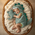 Kids' Dinosaur Costume Hooded Romper with Spikes and Stuffed Tail - Image 1