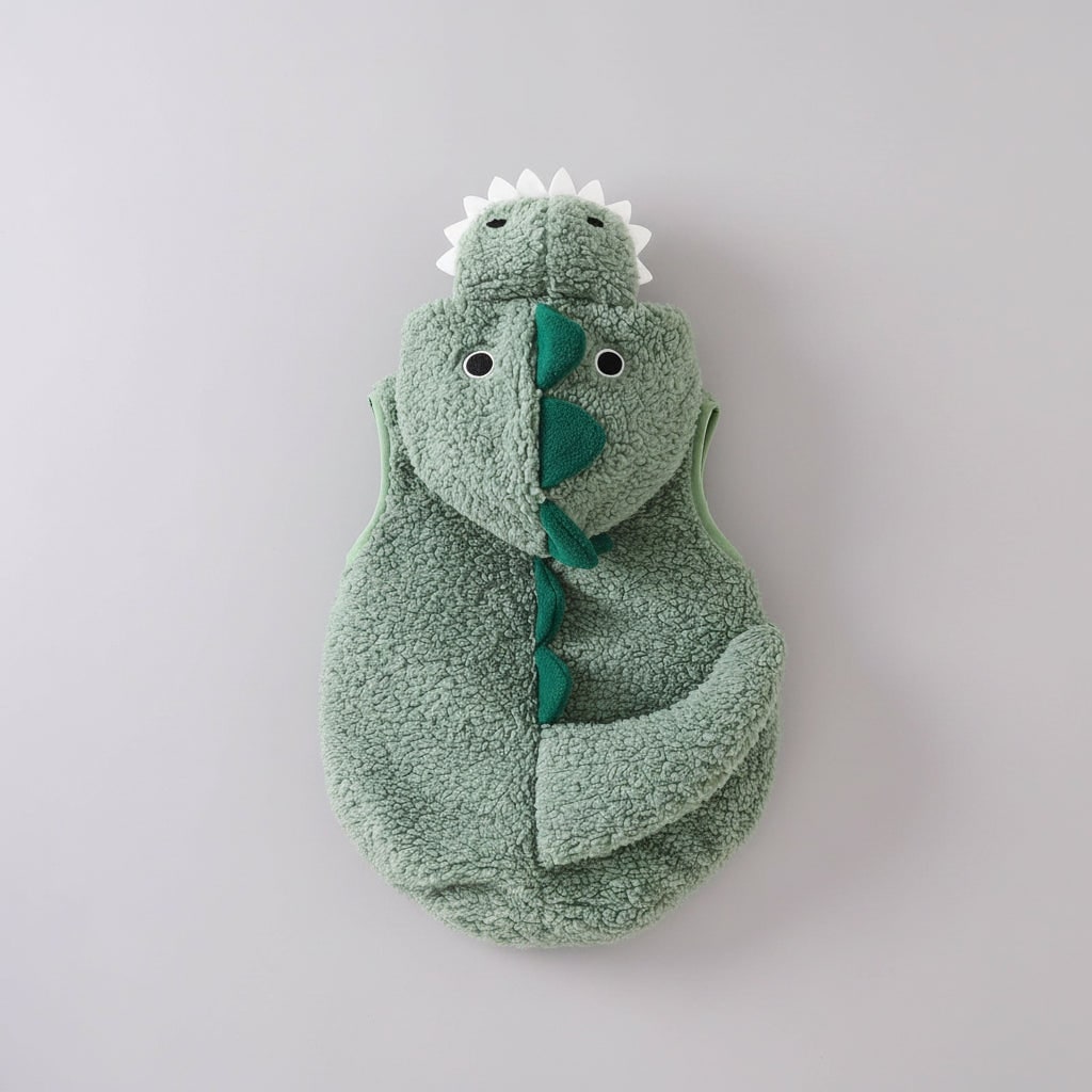 Kids' Dinosaur Costume Hooded Romper with Spikes and Stuffed Tail - Image 3