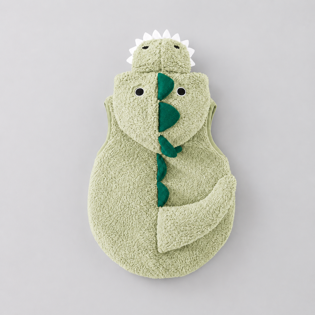 Kids' Dinosaur Costume Hooded Romper with Spikes and Stuffed Tail - Image 5