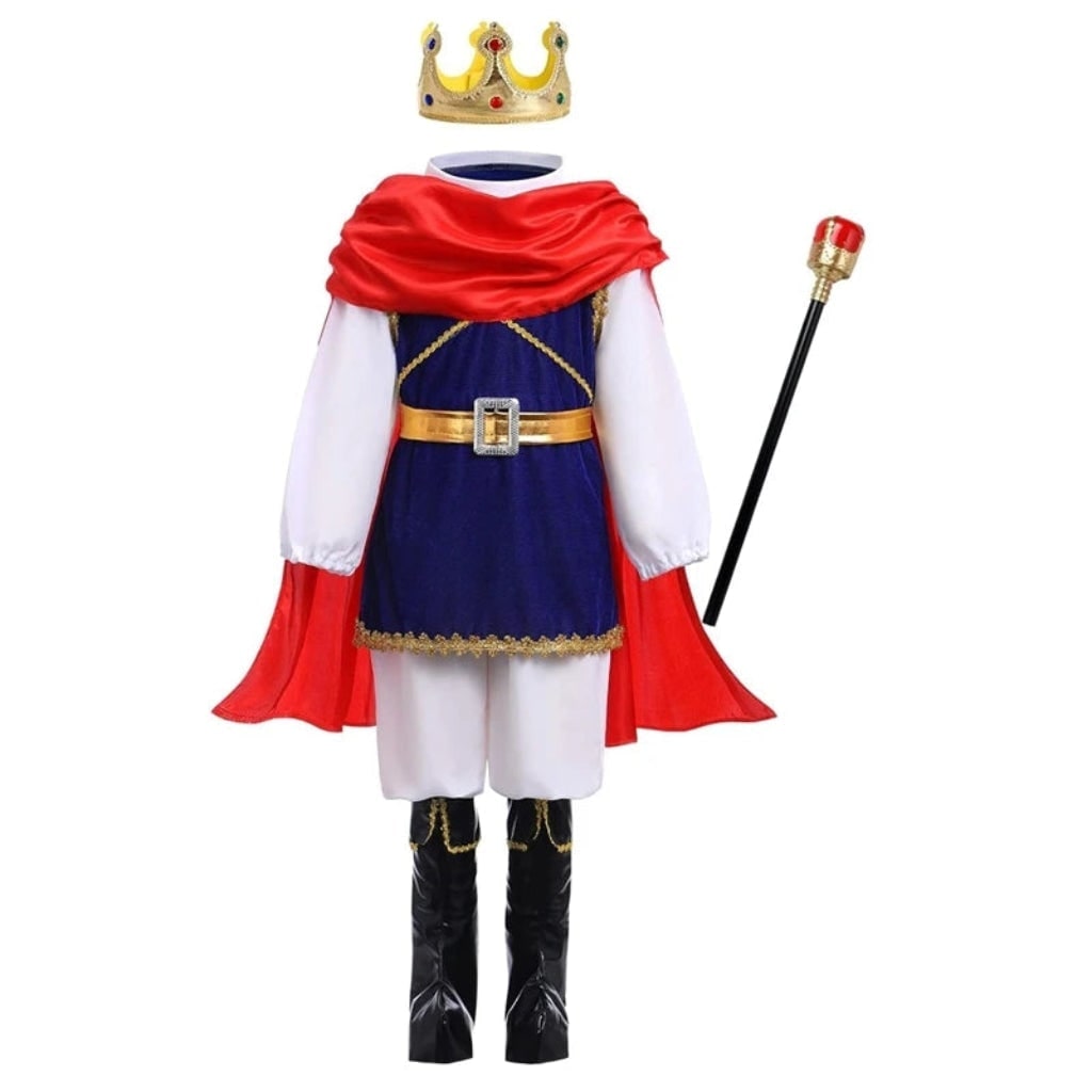 Kids' Prince Costume Set with Gold Crown Scepter and Red Cape - Image 5