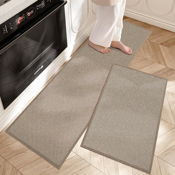 Kitchen Runner Rug with Woven Texture Fabric Border and Non-Slip Design for Floor - Image 1