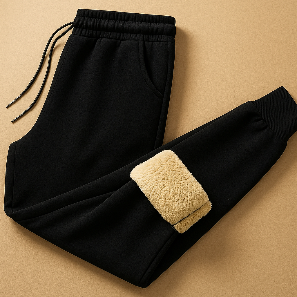 Men’s knitted winter pants with elastic waistband and drawstring, ideal for cold days, casual wear, and relaxing at home.