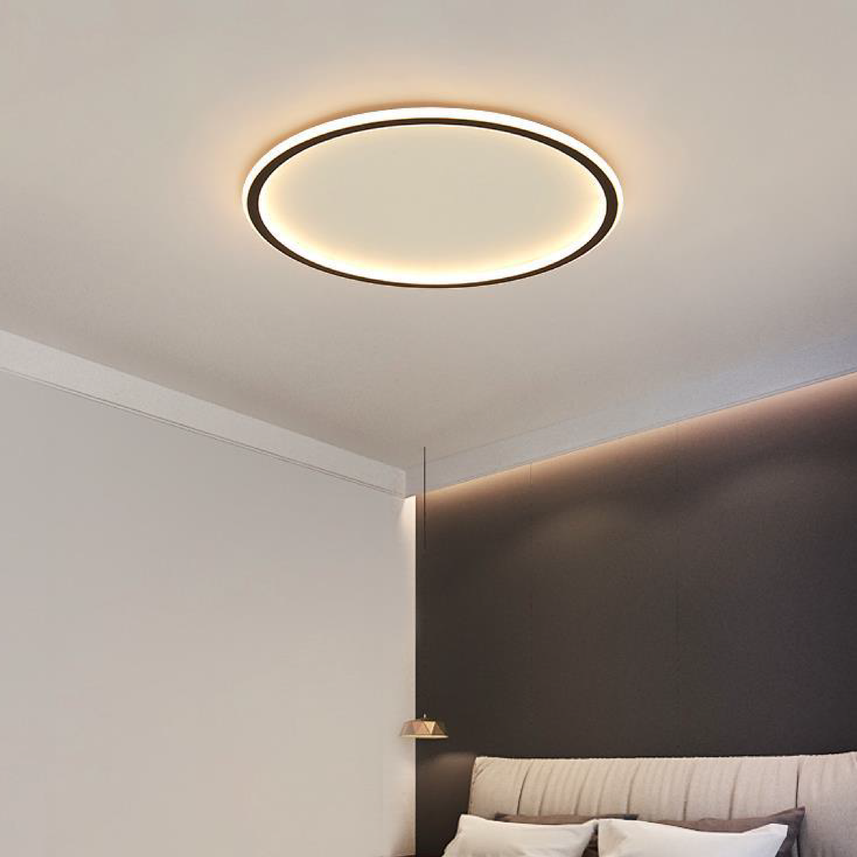 LED Ceiling Light Fixture with Round Ring Design Modern Flush Mount Dimmable - Image 4