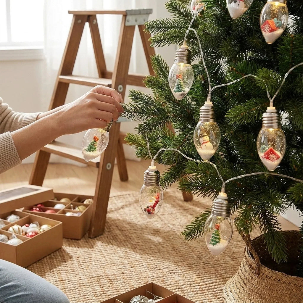LED Christmas String Lights with Warm White Miniature Figurine Bulbs for Indoor Decorating - Image 2