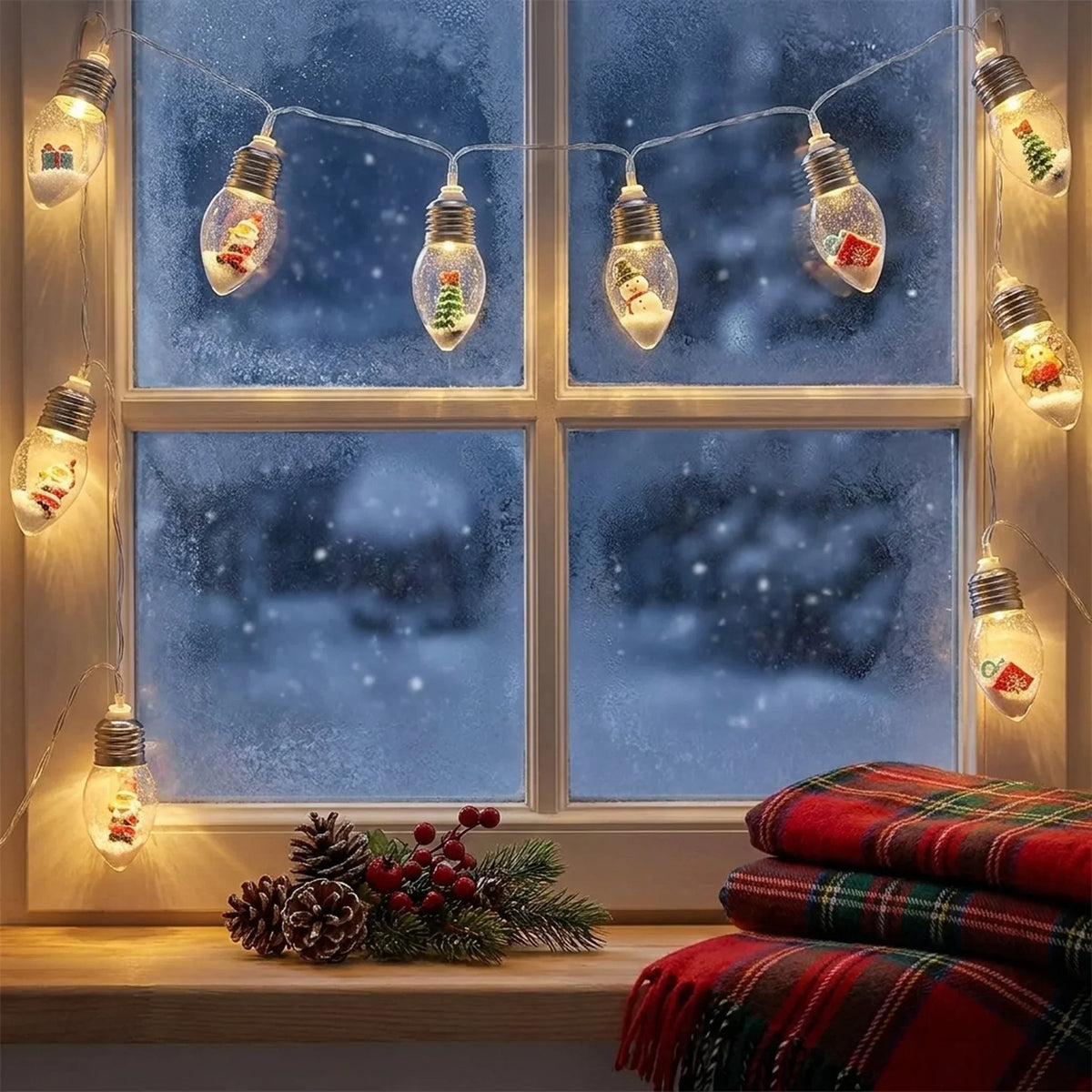 LED Christmas String Lights with Warm White Miniature Figurine Bulbs for Indoor Decorating - Image 3