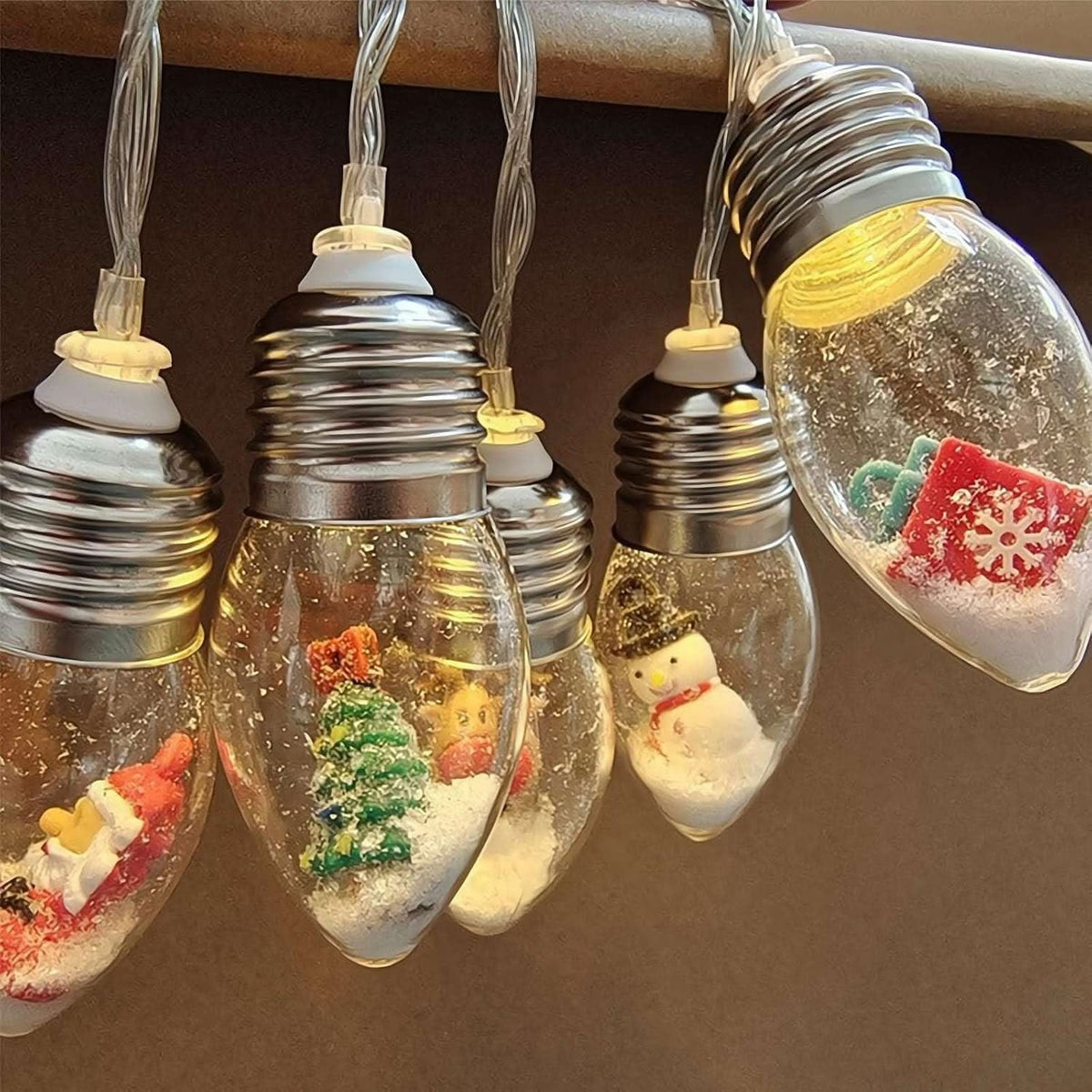 LED Christmas String Lights with Warm White Miniature Figurine Bulbs for Indoor Decorating - Image 4