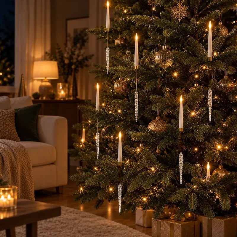 LED Christmas Tree Candles with Flickering Flame and Hanging Ornaments for Lights - Image 10