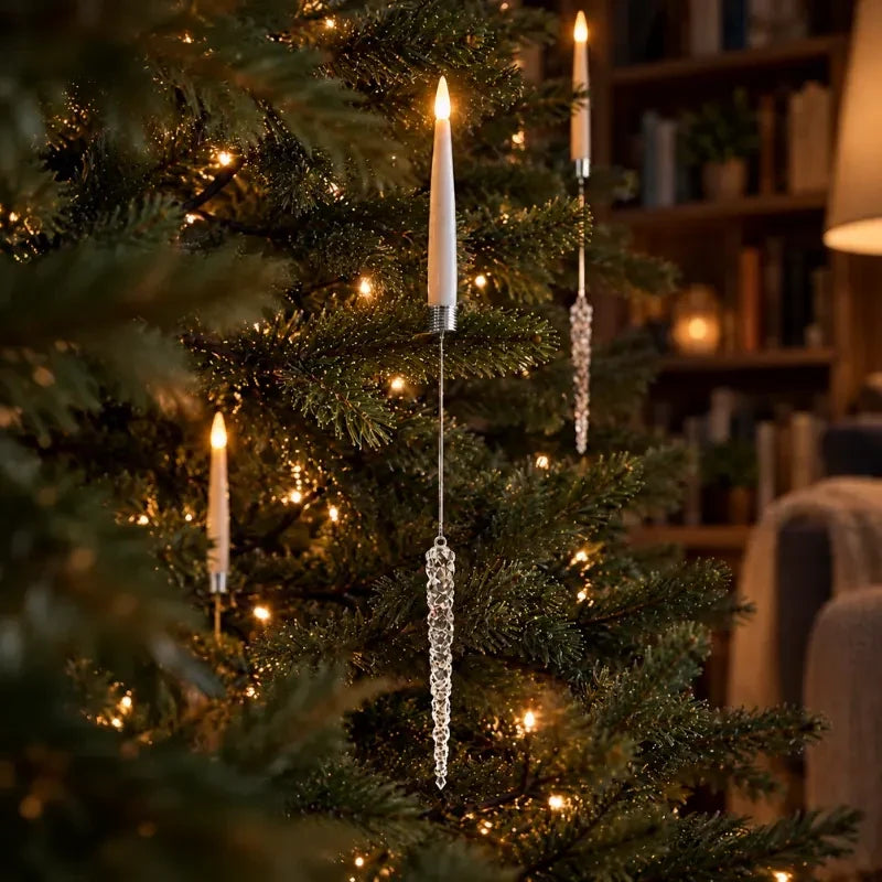 LED Christmas Tree Candles with Flickering Flame and Hanging Ornaments for Lights - Image 11