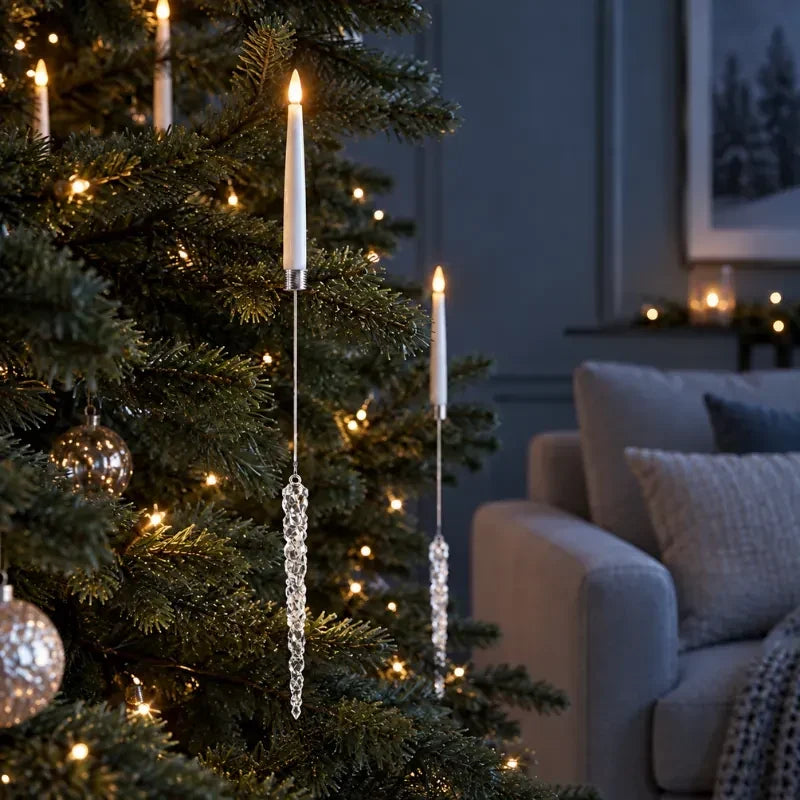 LED Christmas Tree Candles with Flickering Flame and Hanging Ornaments for Lights - Image 12