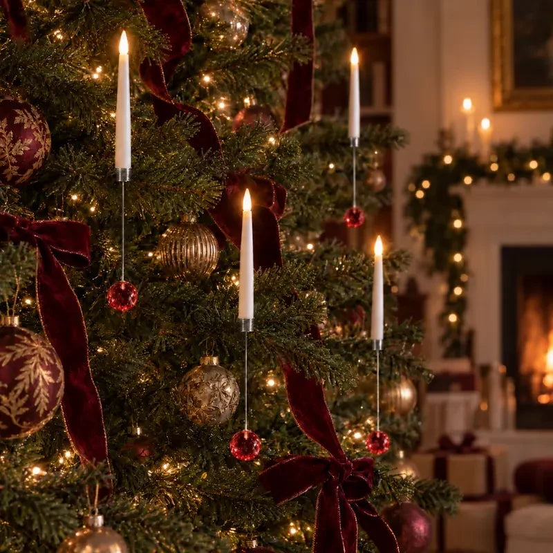 LED Christmas Tree Candles with Flickering Flame and Hanging Ornaments for Lights - Image 14