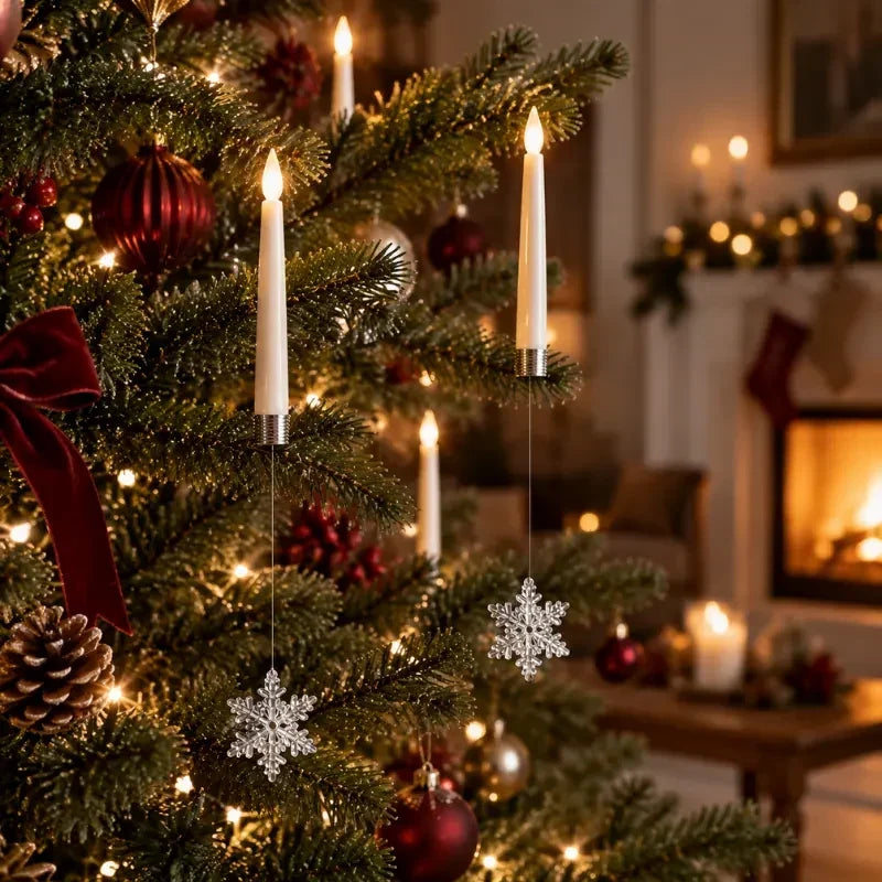 LED Christmas Tree Candles with Flickering Flame and Hanging Ornaments for Lights - Image 15
