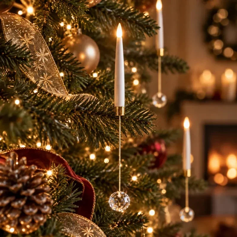 LED Christmas Tree Candles with Flickering Flame and Hanging Ornaments for Lights - Image 2