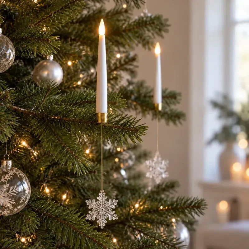 LED Christmas Tree Candles with Flickering Flame and Hanging Ornaments for Lights - Image 3