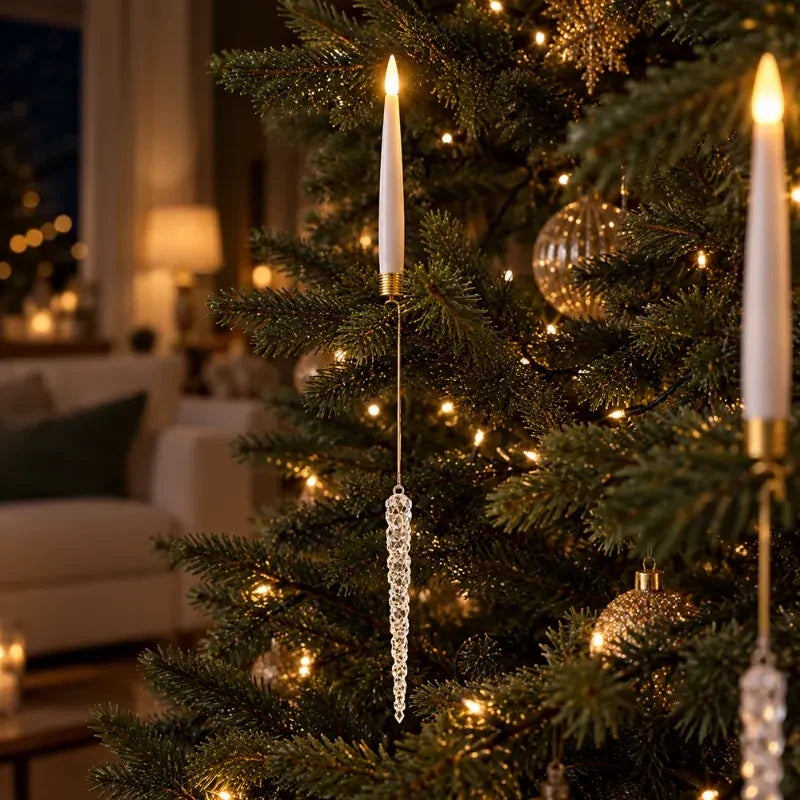 LED Christmas Tree Candles with Flickering Flame and Hanging Ornaments for Lights - Image 4