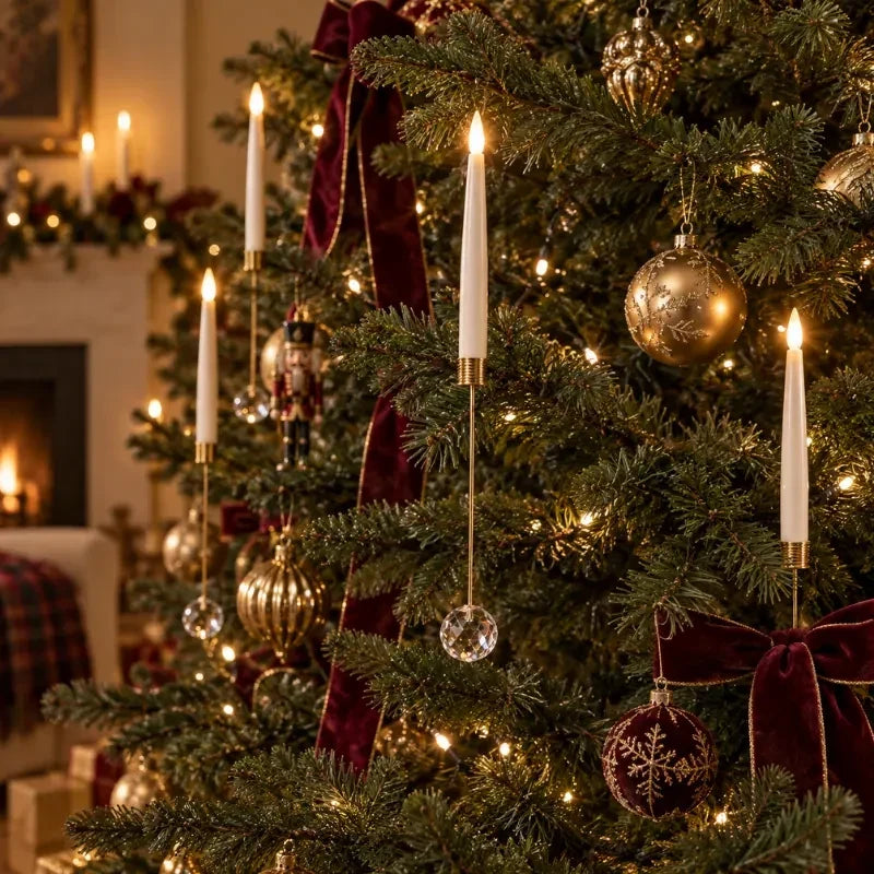 LED Christmas Tree Candles with Flickering Flame and Hanging Ornaments for Lights - Image 5