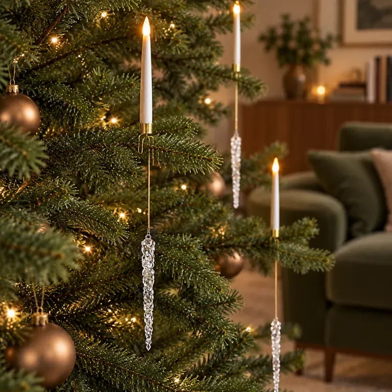LED Christmas Tree Candles with Flickering Flame and Hanging Ornaments for Lights - Image 6