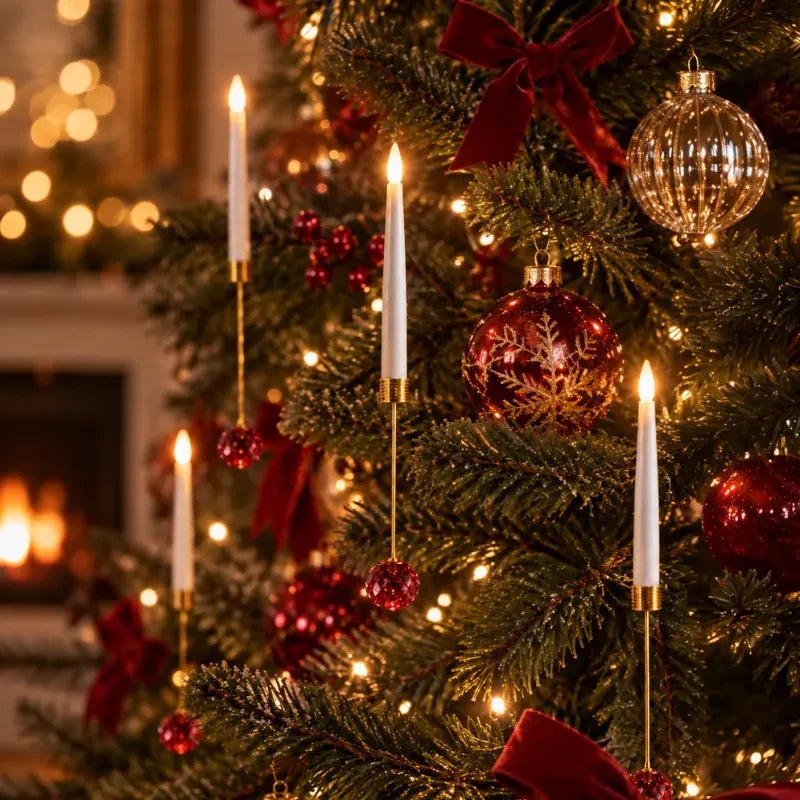 LED Christmas Tree Candles with Flickering Flame and Hanging Ornaments for Lights - Image 7