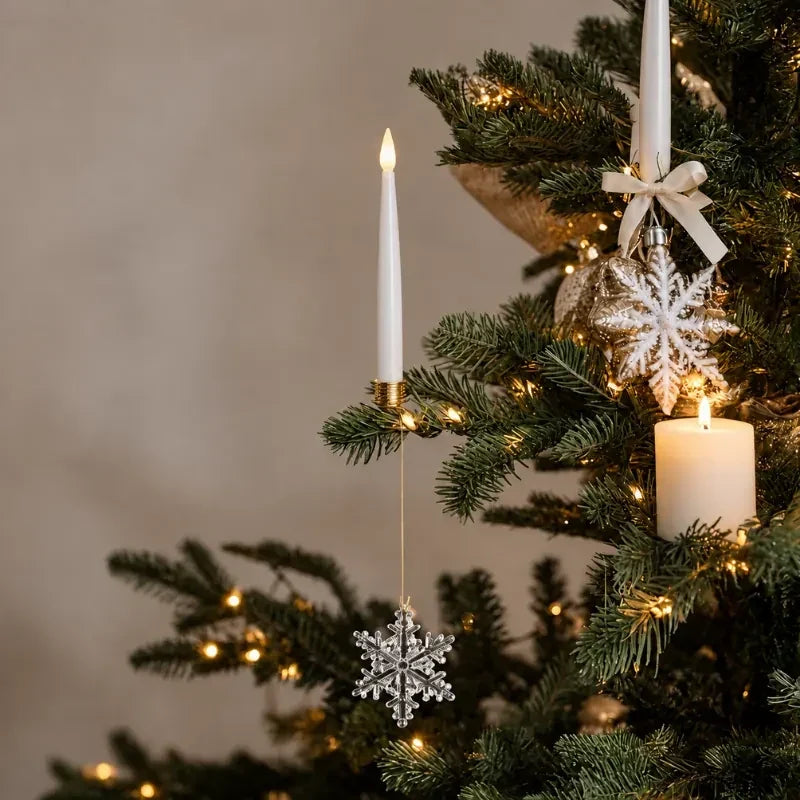 LED Christmas Tree Candles with Flickering Flame and Hanging Ornaments for Lights - Image 8